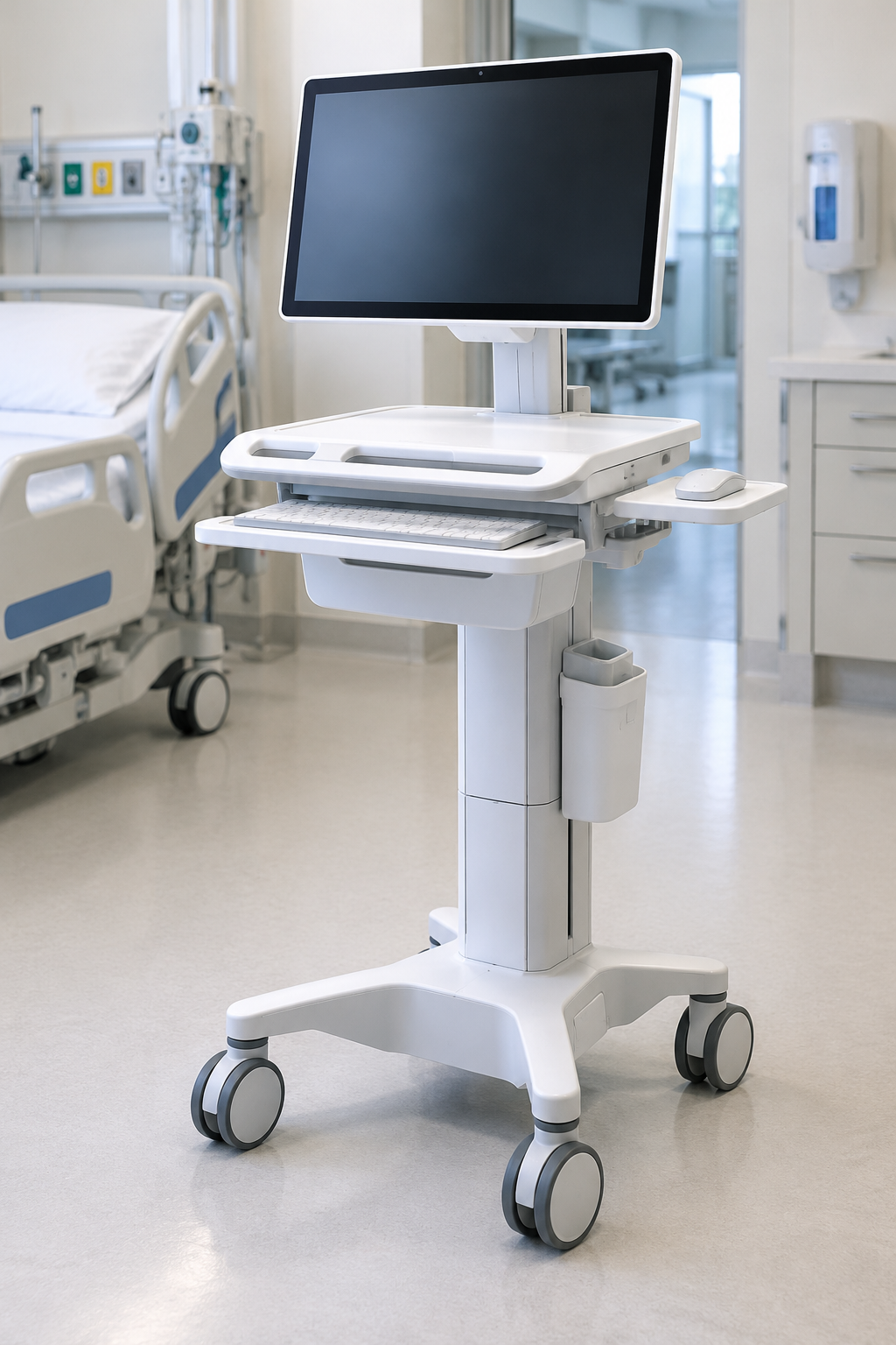 Medical point-of-care computer terminal with touchscreen
