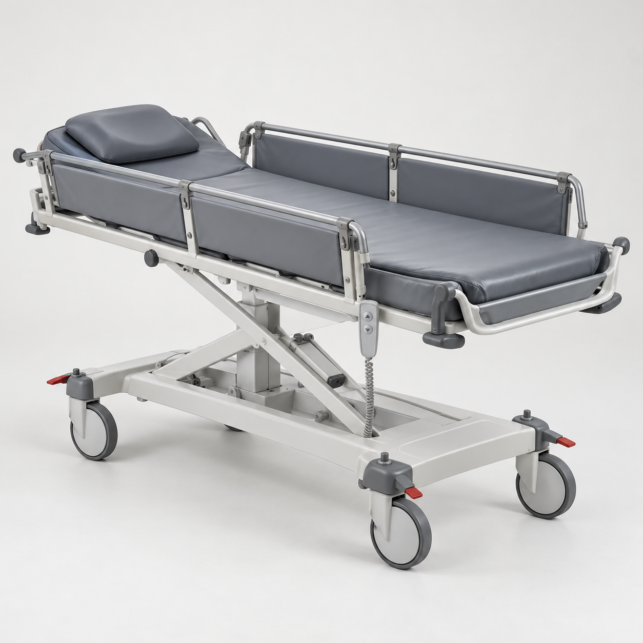 Height-adjustable shower trolley