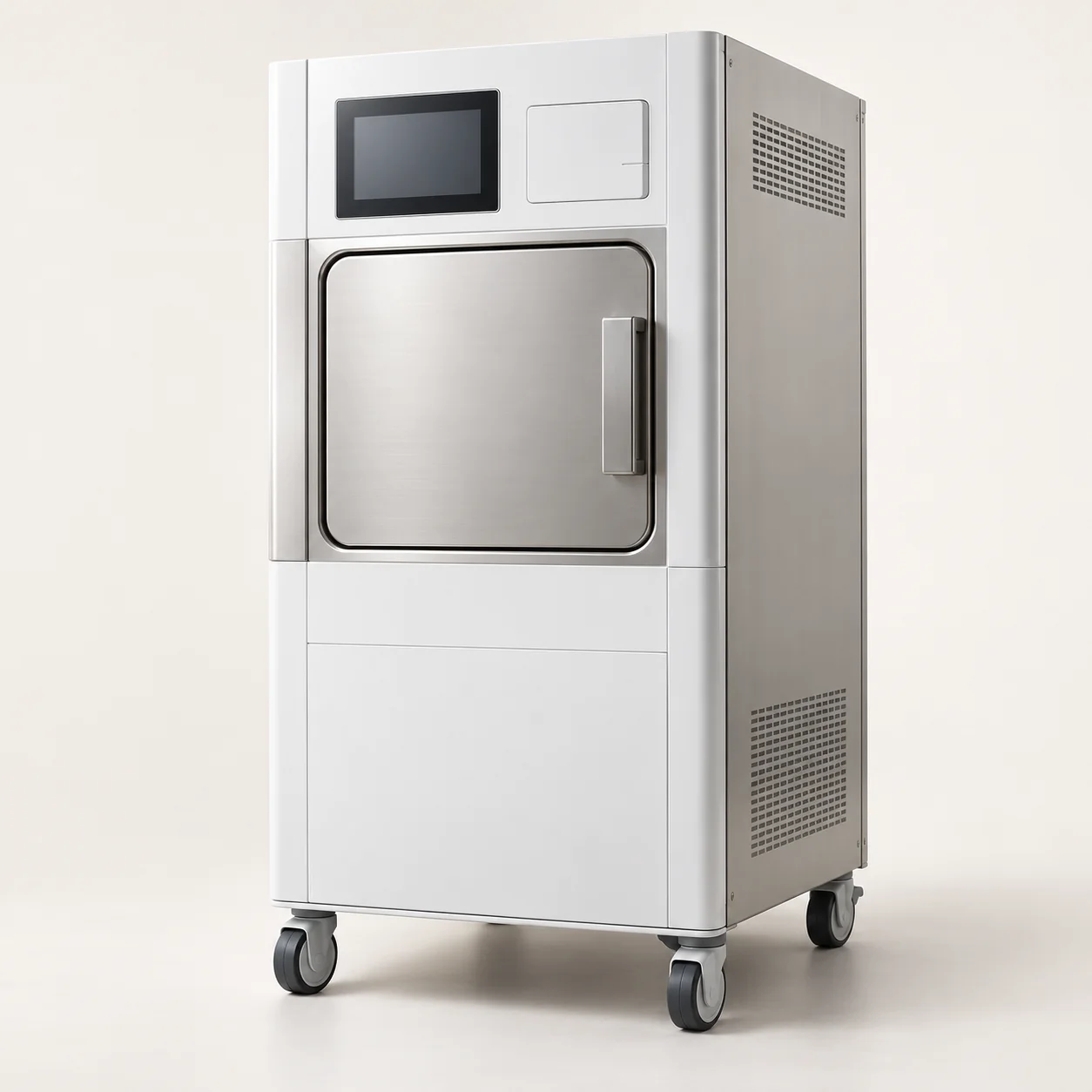 Low-temperature plasma sterilizer cabinet for medical devices.