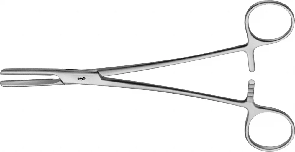 B. Braun Tubing Clamp, straight, 205 mm (8"), heavy wedge jaw, fluted, serrated, article AN913R
