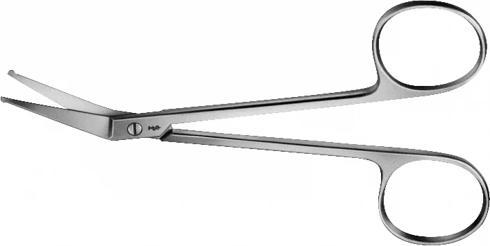 B. Braun Delicate Scissors (Strabismus Scissors), angled to side, 2 blades probe pointed, 115 mm (4 1/2"), article BC033R