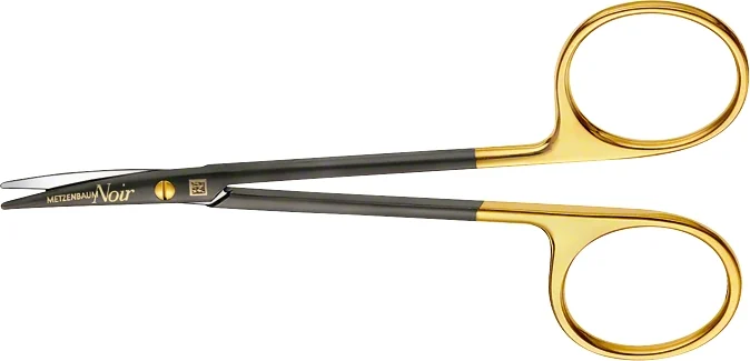 B. Braun Noir® Dissecting Scissors (Strabismus Scissors), curved, TC, delicate pattern, wave cut, blunt/blunt, 115 mm (4 1/2"), article BC257WB