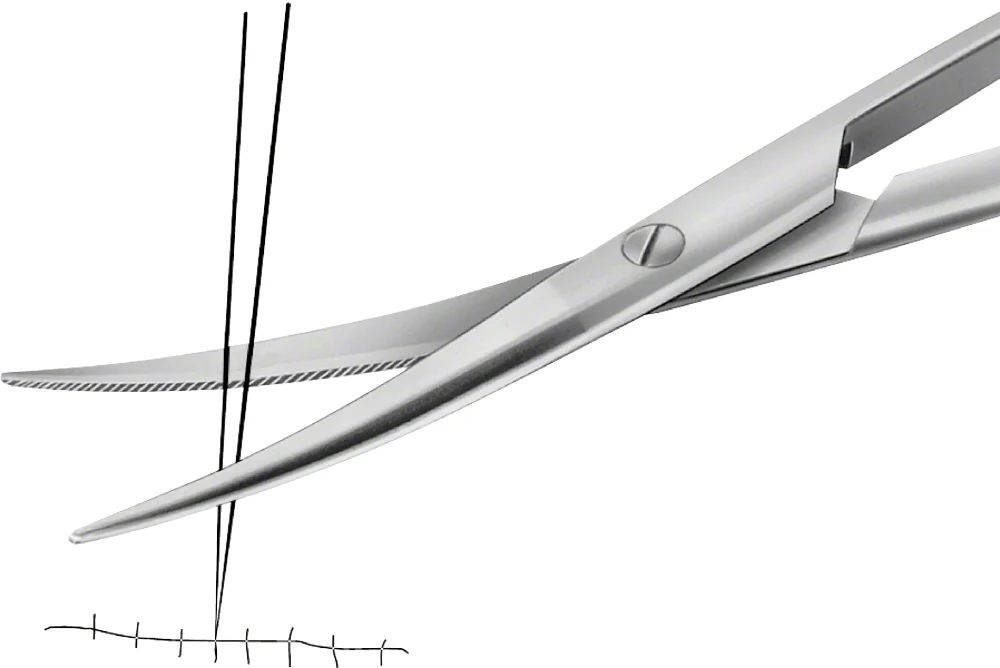 B. Braun DUROTIP® Suture Scissors, curved, TC, wave cut, blunt/blunt, 260 mm (10 1/4"), article BC297W