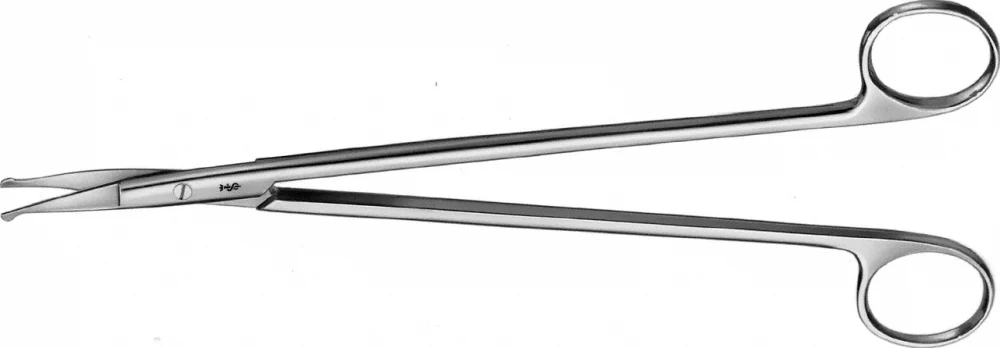 B. Braun STRULLY Vascular Scissors, curved, bulb-headed tip, 220 mm (8 3/4"), article BC645R