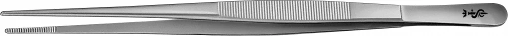 B. Braun Dressing Forceps (Tweezers), straight, medium, 250 mm (9 3/4"), jaw width: 2.70 mm, serrated, article BD032R