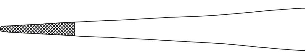 B. Braun DUROGRIP® Dressing Forceps (Tweezers), TC, straight, delicate, 145 mm (5 3/4"), jaw width: 1.30 mm, serrated (cross), article BD154R