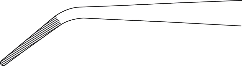 B. Braun Dressing Forceps (Tweezers), angled, 200 mm (7 7/8"), jaw width: 1.50 mm, serrated (BD257R)