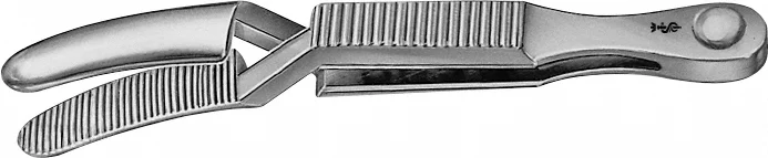 B. Braun DIEFFENBACH Bulldog Clamp, curved, 58 mm (2 3/8"), jaw length: 17 mm, article BH027R