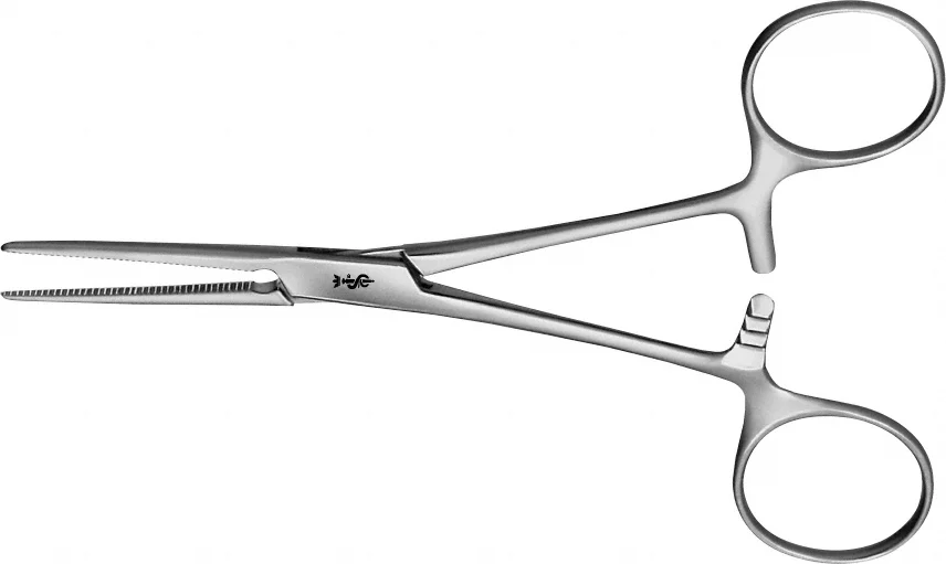 B. Braun PEAN Hemostatic Forceps, straight, 130 mm (5 1/8"), serrated, article BH422R