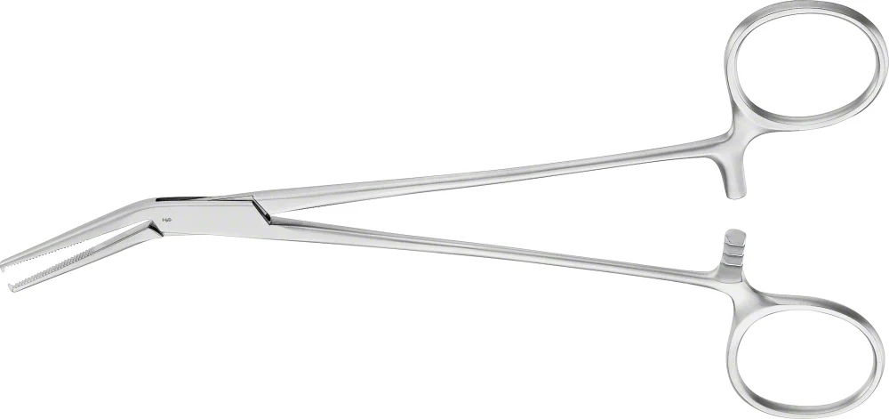B. Braun FICKLING Hemostatic Forceps, angled to side, 180 mm (7"), 1 x 2 teeth (BH808R)
