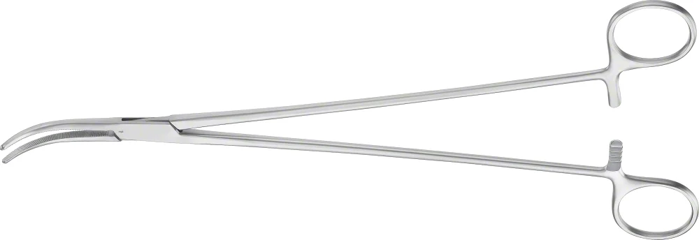 B. Braun OVERHOLT-GEISSENDOERFER Dissecting a. Ligature Forceps, curved, 270 mm (10 5/8"), serrated, Fig. 2, article BJ032R