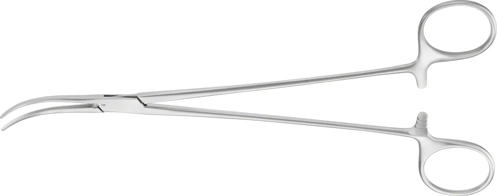 B. Braun OVERHOLT Dissecting a. Ligature Forceps, curved, 220 mm (8 3/4"), serrated, Fig. 2, article BJ082R