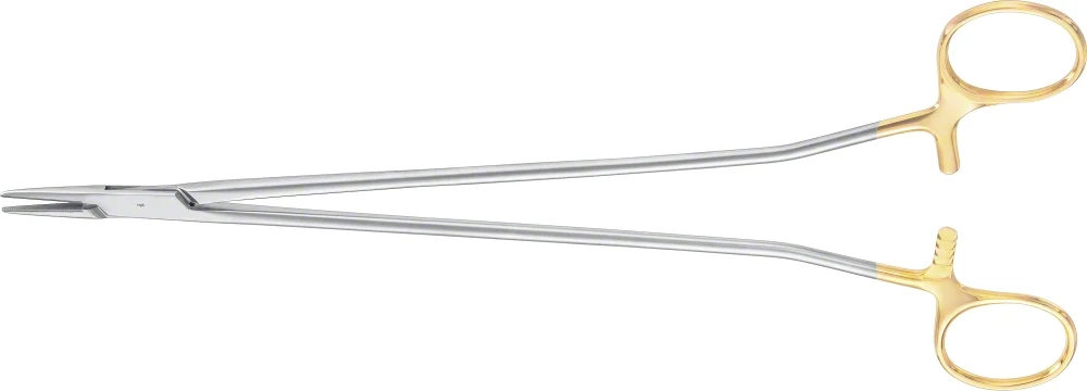B. Braun SAROT DUROGRIP® Needle Holder, TC, straight, 260 mm (10 1/4"), jaw: with 0.4 mm pitch of serration, for suture 4/0 - 6/0, article BM023R