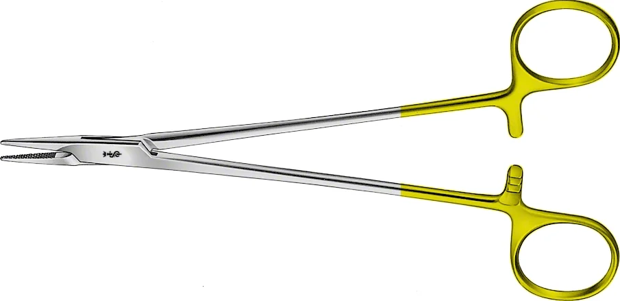 B. Braun MAYO-HEGAR DUROGRIP® Needle Holder, TC, straight, 185 mm (7 1/4"), jaw: with 0.5 mm pitch of serration, for suture up to 3/0, article BM066R