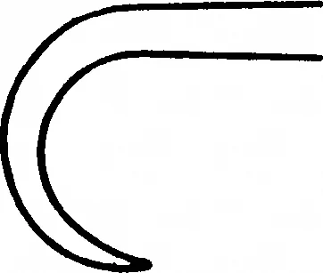 B. Braun Retractor, small curve, 165 mm (6 1/2"), 1 prong, jaw depth: 7 mm, sharp, article BT111R