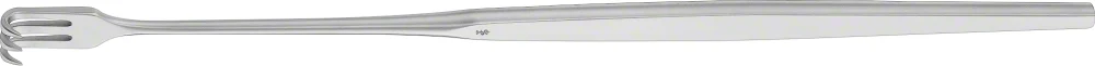 B. Braun Retractor, small curve, 165 mm (6 1/2"), 3 prongs, jaw depth: 7 mm, jaw width: 6.90 mm, sharp (BT113R)