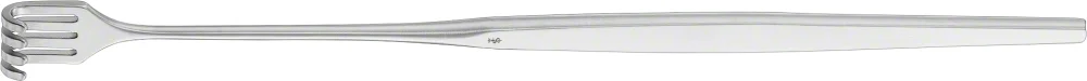 B. Braun Retractor, small curve, 165 mm (6 1/2"), 4 prongs, jaw depth: 7 mm, jaw width: 9.60 mm, blunt, article BT119R