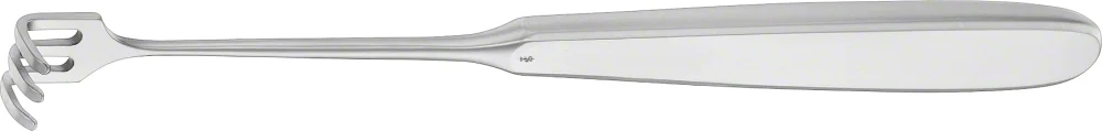 B. Braun Retractor (Rake, Tendon Hook), 175 mm (6 7/8"), 3 prongs, jaw depth: 12 mm, jaw width: 11 mm, blunt (BT171R)