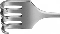 B. Braun VOLKMANN Retractor (Rake), 225 mm (8 7/8"), 4 prongs, jaw depth: 9 mm, jaw width: 19 mm, sharp, article BT224R