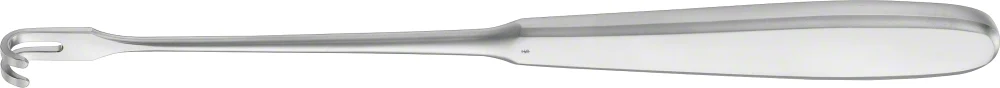 B. Braun VOLKMANN Retractor (Rake), 225 mm (8 7/8"), 2 prongs, jaw depth: 8.50 mm, jaw width: 8 mm, blunt (BT227R)