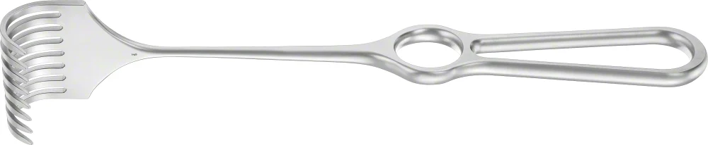 B. Braun KOERTE Retractor, 240 mm (9 1/2"), 8 prongs, jaw depth: 26 mm, jaw width: 40 mm, semi-sharp (BT279R)