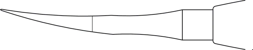 B. Braun ERGOPLANT Osteotome, curved, with handle, 160 mm (6 1/4"), width: 4 mm, article DX517R