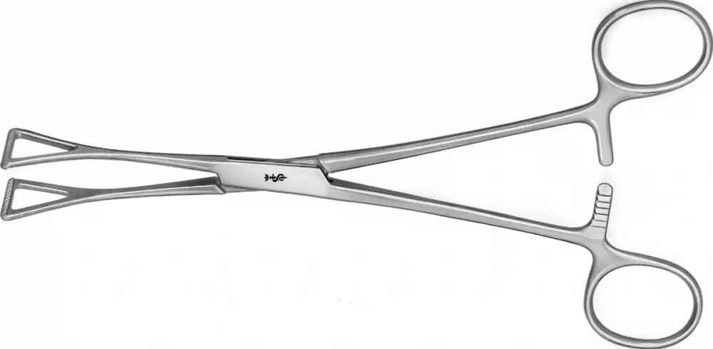 B. Braun DUVAL-COLLIN Intestinal Grasping Forceps, straight, 200 mm (7 7/8"), jaw: toothed, fenestrated (EA042R)