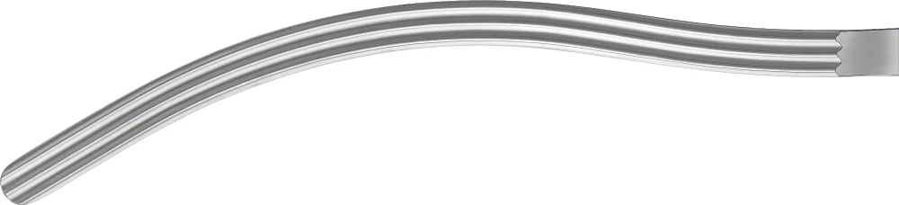 B. Braun KOCHER Intestinal Clamp, curved, 250 mm (9 3/4"), soft and elastic, serrated (longitudinal), jaw length: 108 mm, article EA156R