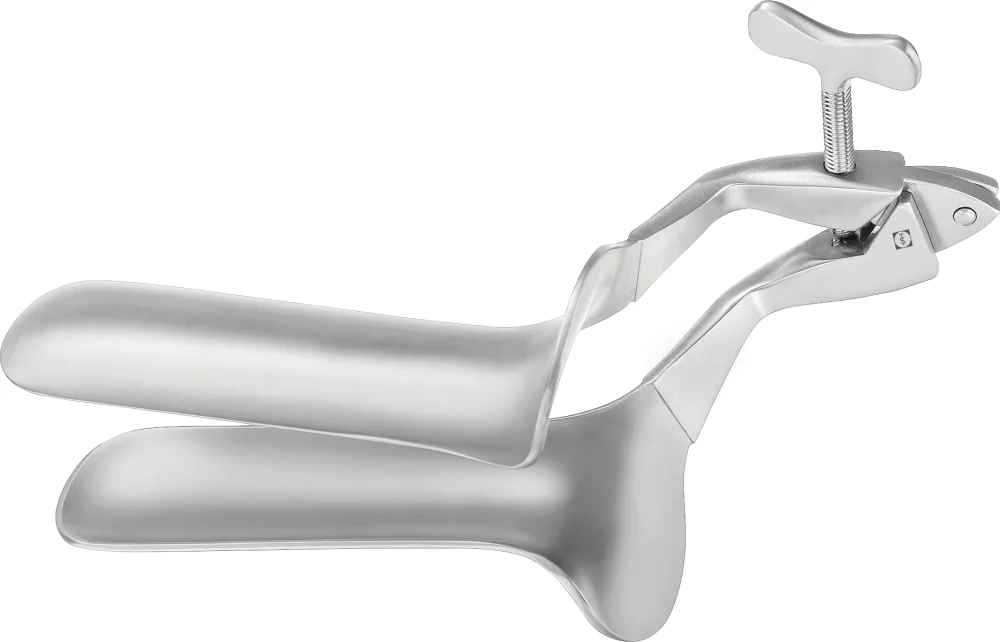 B. Braun COLLIN Vaginal Specula, 150 mm (6"), work. length: 100 mm, jaw width: 32 mm, article EL014R