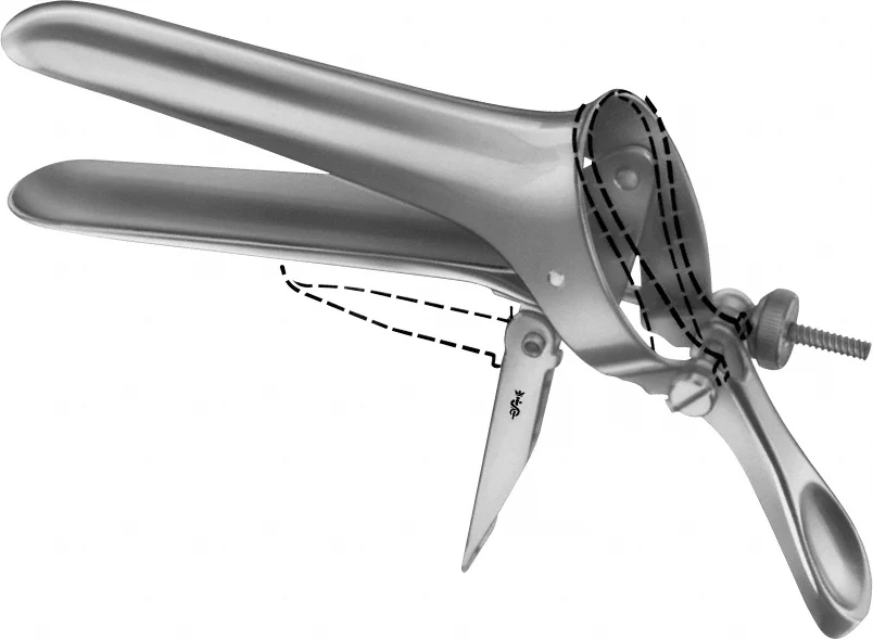 B. Braun CUSCO Vaginal Specula, swiss pattern, long, narrow, work. length: 92 mm, jaw width: 23 mm - 25 mm, article EL056R