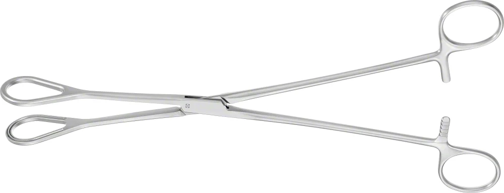 B. Braun ATRAUMATA® Organ Grasping Forceps (Polyp Forceps), oval, straight, 270 mm (10 5/8"), jaw: toothing DE BAKEY, fenestrated, jaw width: 27 mm, article EO340R