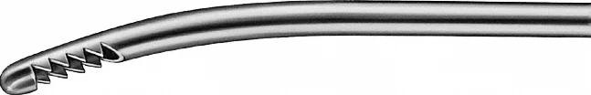 B. Braun NOVAK-SCHOECKAERT Endometrial Biopsy Curette, curved, 240 mm (9 1/2"), toothed, rigid, Ø 6 mm, article ER011R