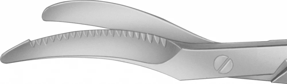 B. Braun Episiotomy Scissors, curved to side, heavy pattern, serrated (one blade), 240 mm (9 1/2"), article ET142R