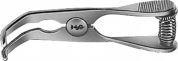 B. Braun DE BAKEY-SATINSKY ATRAUMATA® Bulldog Clamp, angled, 75 mm (3"), toothing DE BAKEY, jaw length: 21 mm, micro (FB357R)