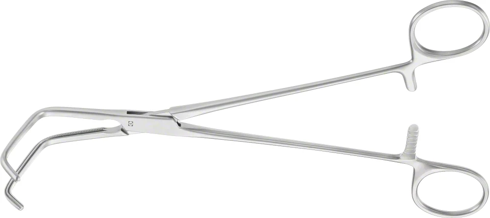 B. Braun DE BAKEY-BECK ATRAUMATA® Vena Cava Clamp, angled, 60 °, 210 mm (8 1/4"), satinsky-shaped, toothing DE BAKEY, jaw length: 80 mm, width: 45 mm (FB520R)