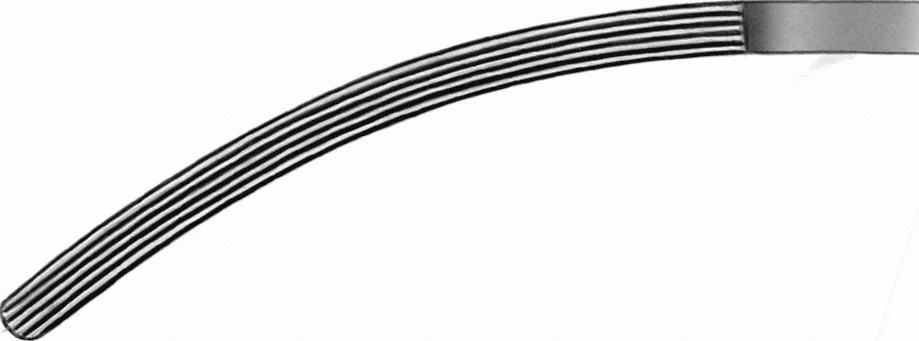 B. Braun CRAFOORD-SELLORS Vascular Clamp, slightly curved, 240 mm (9 1/2"), elastic pattern, serrated (longitudinal) (FB633R)