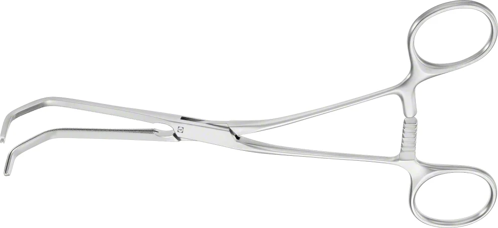 B. Braun COOLEY ATRAUMATA® Vascular Clamp, angled, 50 °, 170 mm (6 3/4"), toothing COOLEY, jaw length: 56 mm, width: 33 mm, for pediatrics (FB723R)