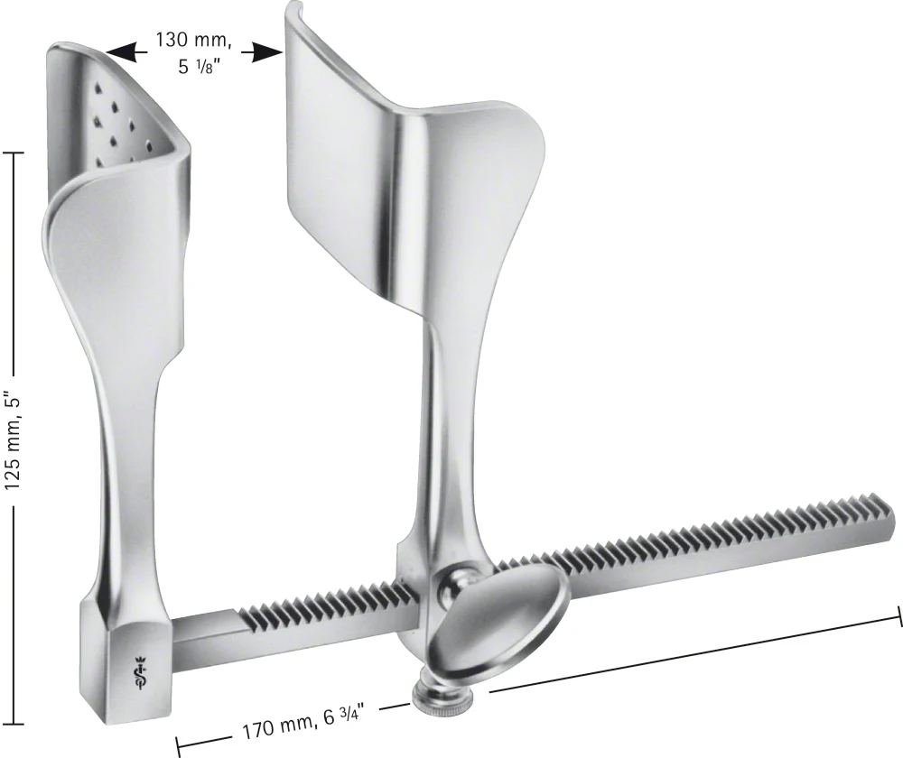 B. Braun TUFFIER Sternum/Rib Retractor, 125 mm (5"), toothed, jaw depth: 53 mm, jaw width: 43 mm (FB800R)