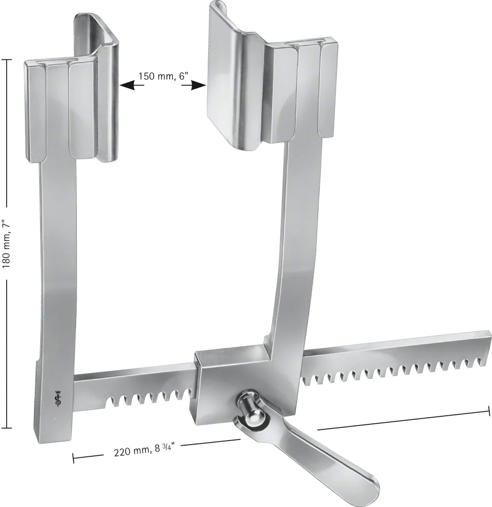 B. Braun DE BAKEY Sternum/Rib Retractor, complete retractor, 180 mm (7"), cons. parts: FB812R, FB811R, FB809R, FB810R (FB808R)