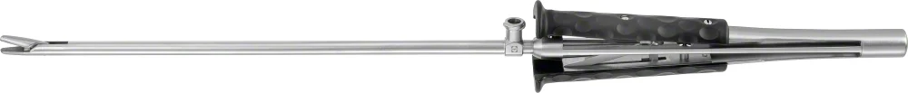 B. Braun VALVE XS Needle Holder, TC, straight, 305 mm (12"), Ø 5 mm, work. length: 170 mm, jaw: serrated, jaw length: 8 mm, jaw width: 3 mm, round handle, with ratchet, for suture up to 2/0 (FC478R)
