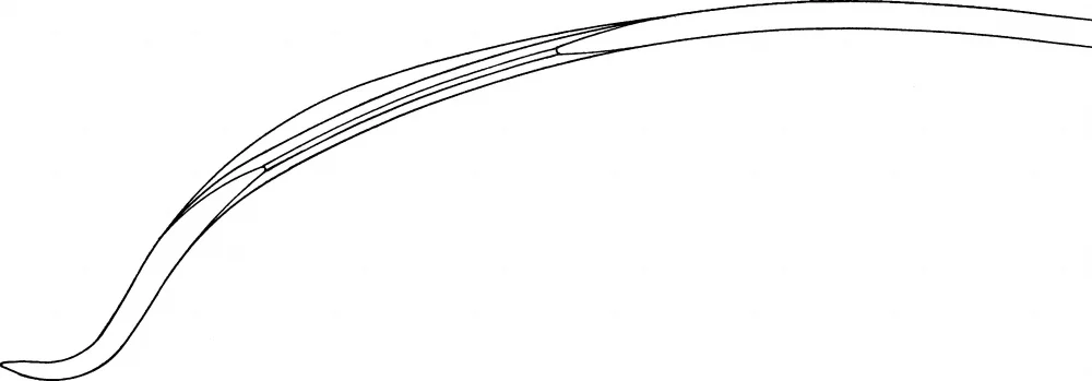 B. Braun SCHUMACHER (MODIF. WAGNER) Bone Lever, curved, 350 mm (13 3/4"), tip: toothed, sharp, width: 18 mm, jaw width: 37 mm (FK168R)