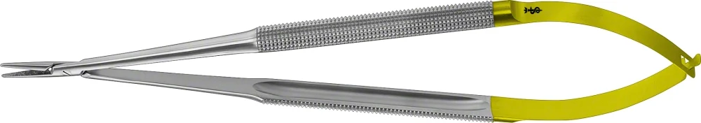 B. Braun Dia Dust® Micro Needle Holder, straight, 185 mm (7 1/4"), jaw: tungsten carbide coated, round handle, without ratchet, for suture up to 5/0 (FM530R)
