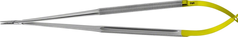 B. Braun Dia Dust® Micro Needle Holder, straight, 230 mm (9"), jaw: tungsten carbide coated, round handle, without ratchet, for suture up to 5/0 (FM533R)