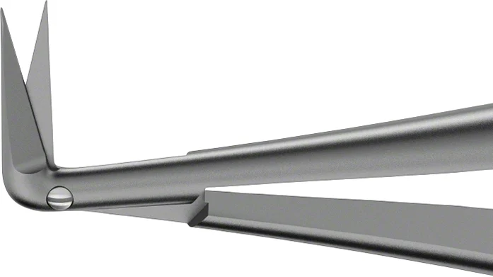 B. Braun NOIR SUPREME Micro Scissors, angled, 90 °, blade length: 10 mm, very delicate blade, sharp/sharp, 165 mm (6 1/2"), round handle, article FM615B