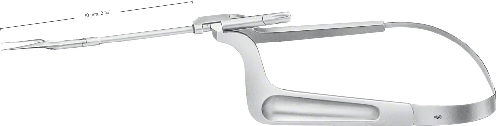 B. Braun PERNECZKY/CRISTANTE XS Micro Scissors, horizontal cutting, straight, with tubular shaft, 200 mm (7 7/8"), work. length: 70 mm, sharp/sharp, complete instrument (FM670R)