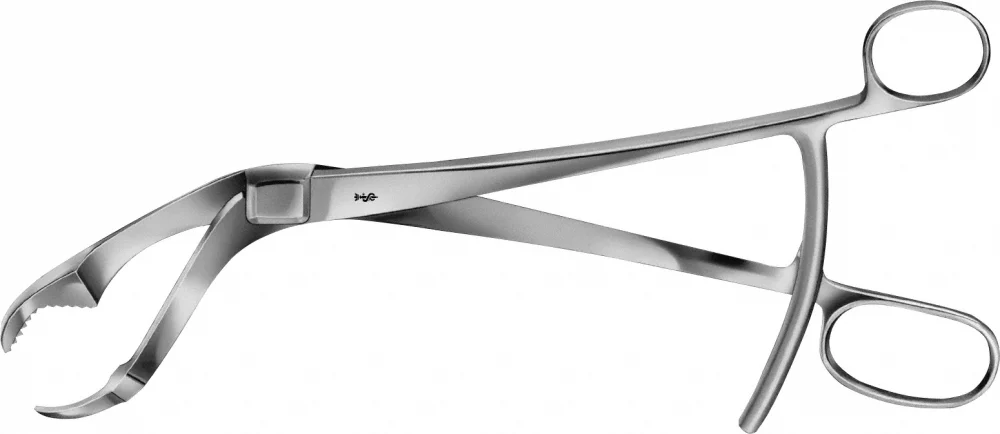 B. Braun VERBRUGGE Bone Holding Forceps, Fig. 1, curved to side, 255 mm (10"), jaw: serrated, jaw width: 10 mm/4 mm (FO181R)