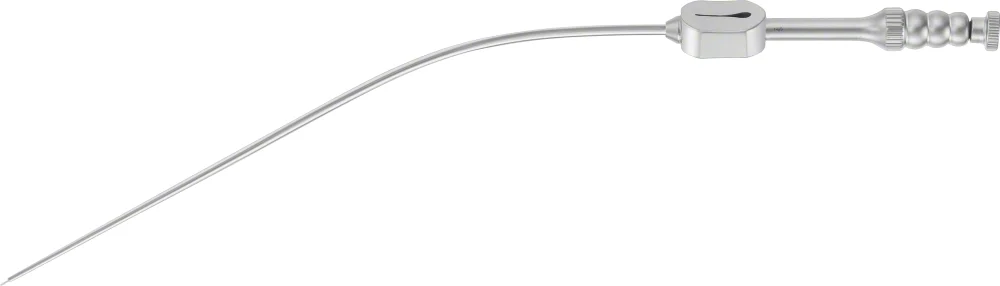 B. Braun FUKUSHIMA Suction Cannula, 230 mm (9"), curved, 30 °, Ø 3FR, Ø 1 mm, teardrop, tapered, malleable, work. length: 165 mm (GF421R)