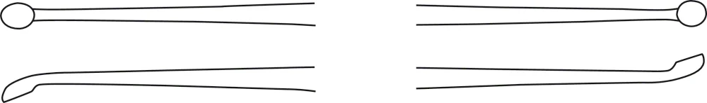 B. Braun HOUSE Bone Curette, Size L, angled, 150 mm (6"), sharp/sharp, double ended, jaw width: 2.60 mm/2.80 mm (OG178R)