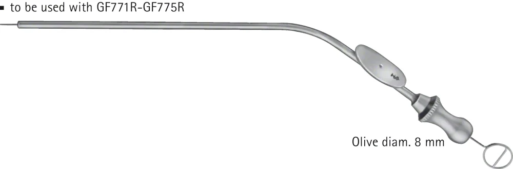 B. Braun BELLUCCI Suction Cannula, 130 mm (5 1/8"), curved, used with GF772R, GF773R, GF774R, GF775R, GF771R (OG951R)