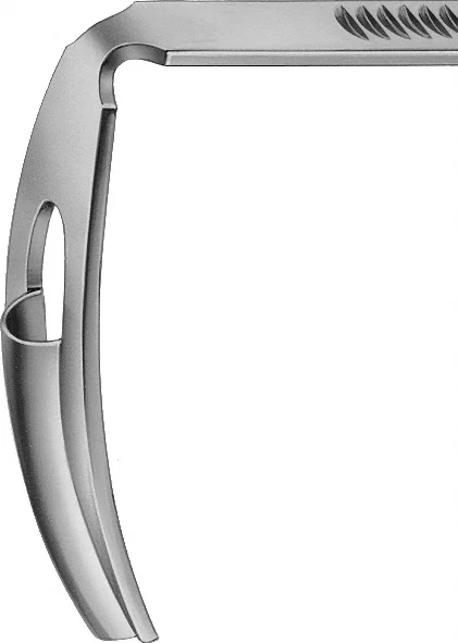 B. Braun RUSSEL-DAVIS Mouth Gag (Tongue Depressor), blade only, 135 mm (5 1/4"), w/groove for endotrach.tubes, jaw depth: 92 mm, jaw width: 40 mm (OM174R)